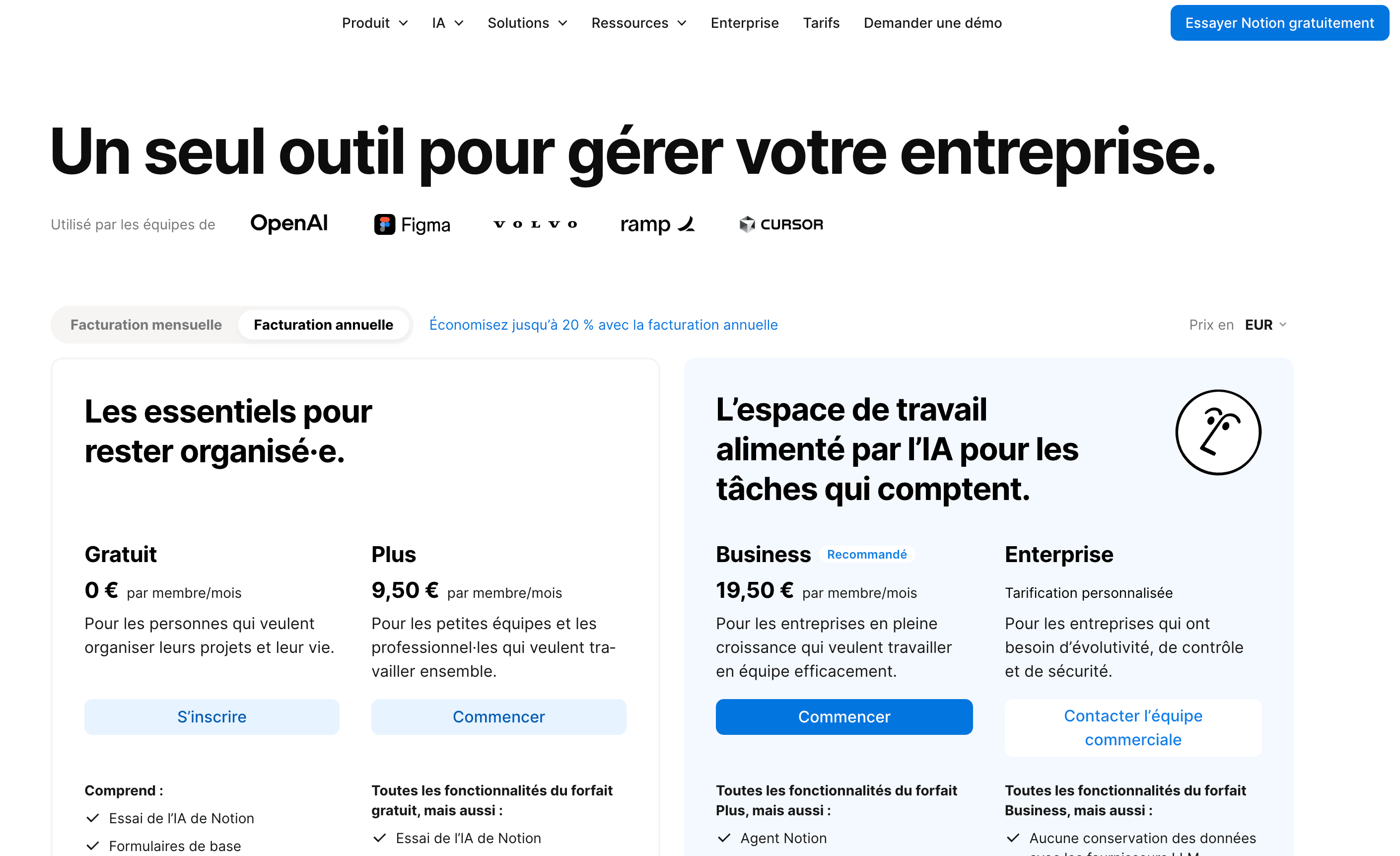 Notion prix 2026 : Free, Plus, Business ou Enterprise ? | Notion Explore