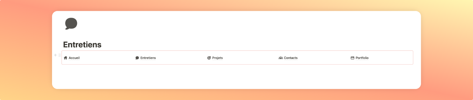 Menu dans Notion via un bloc synchronisé