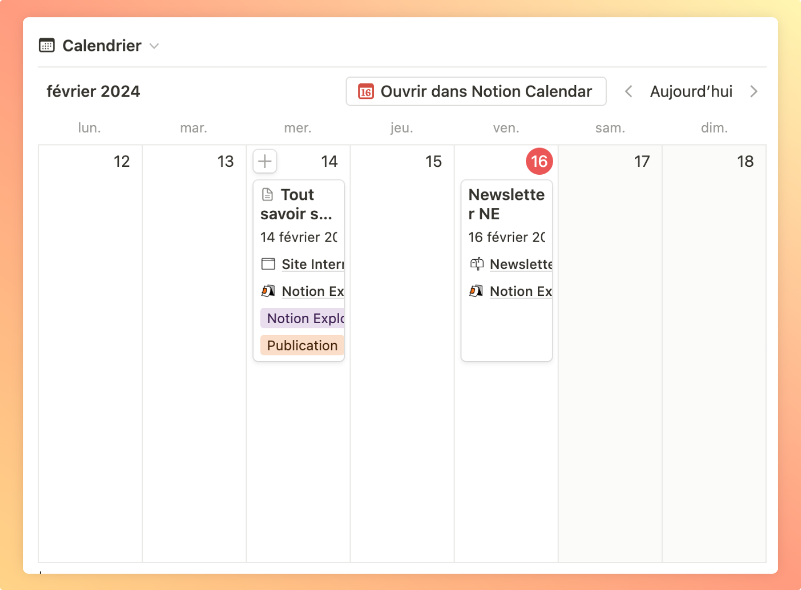 Le bouton “Ouvrir dans Notion Calendar”