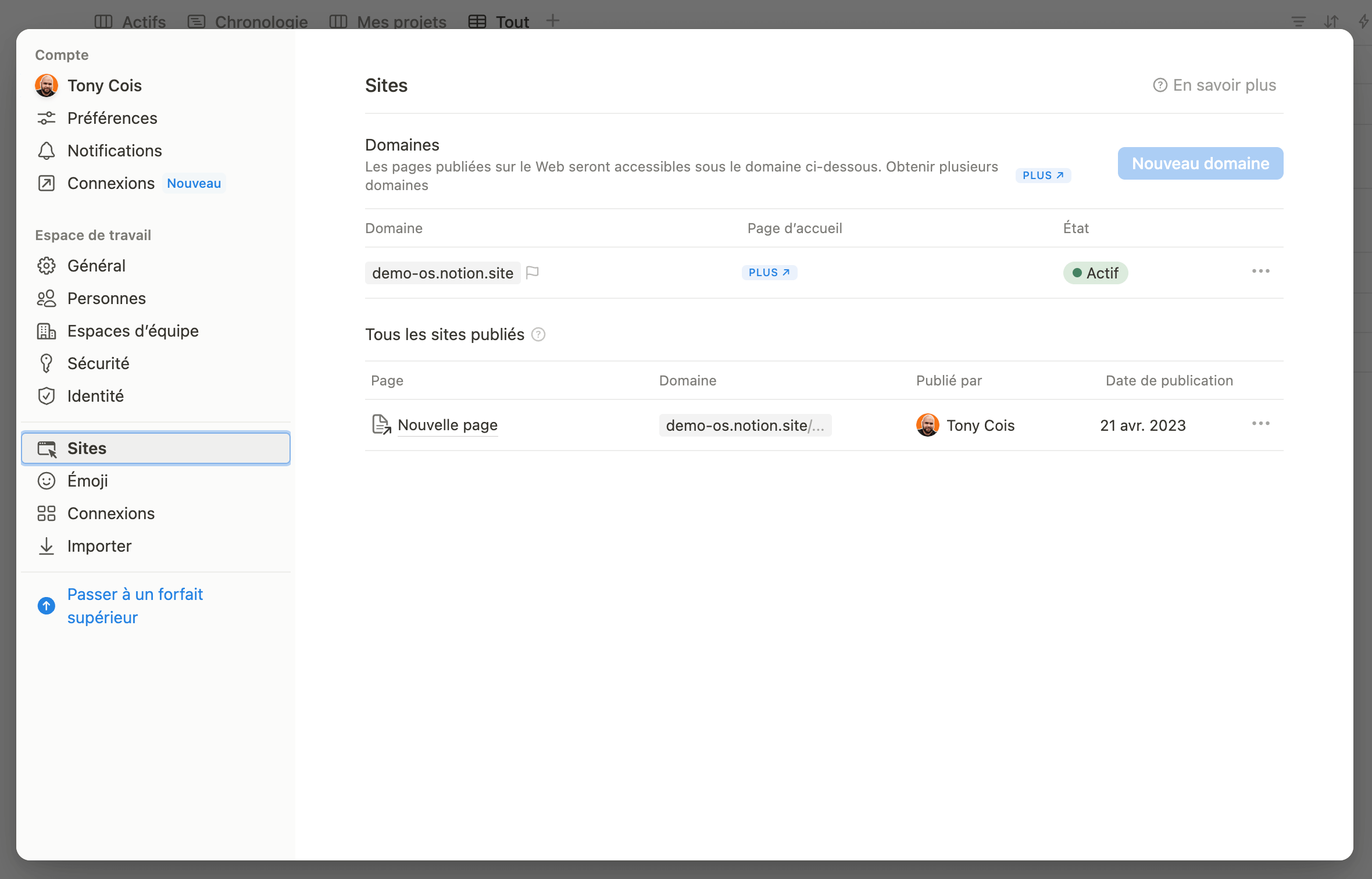 Le paramétrage de ton url avec Notion