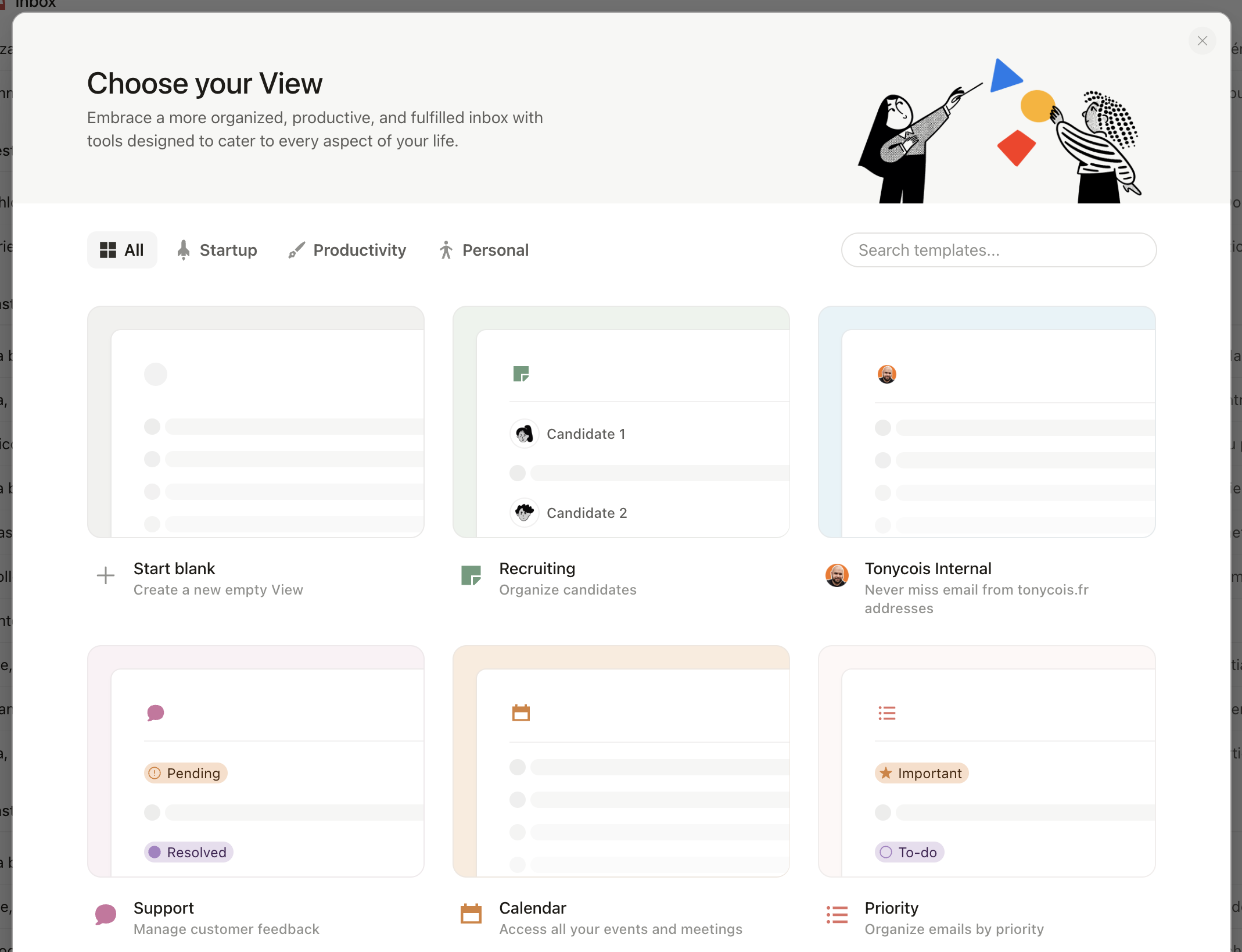 Les templates associés à Notion Mail